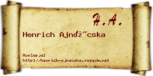 Henrich Ajnácska névjegykártya